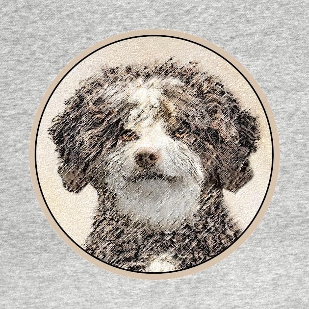 Spanish Water Dog Painting - Cute Original Dog Art by Alpen Designs